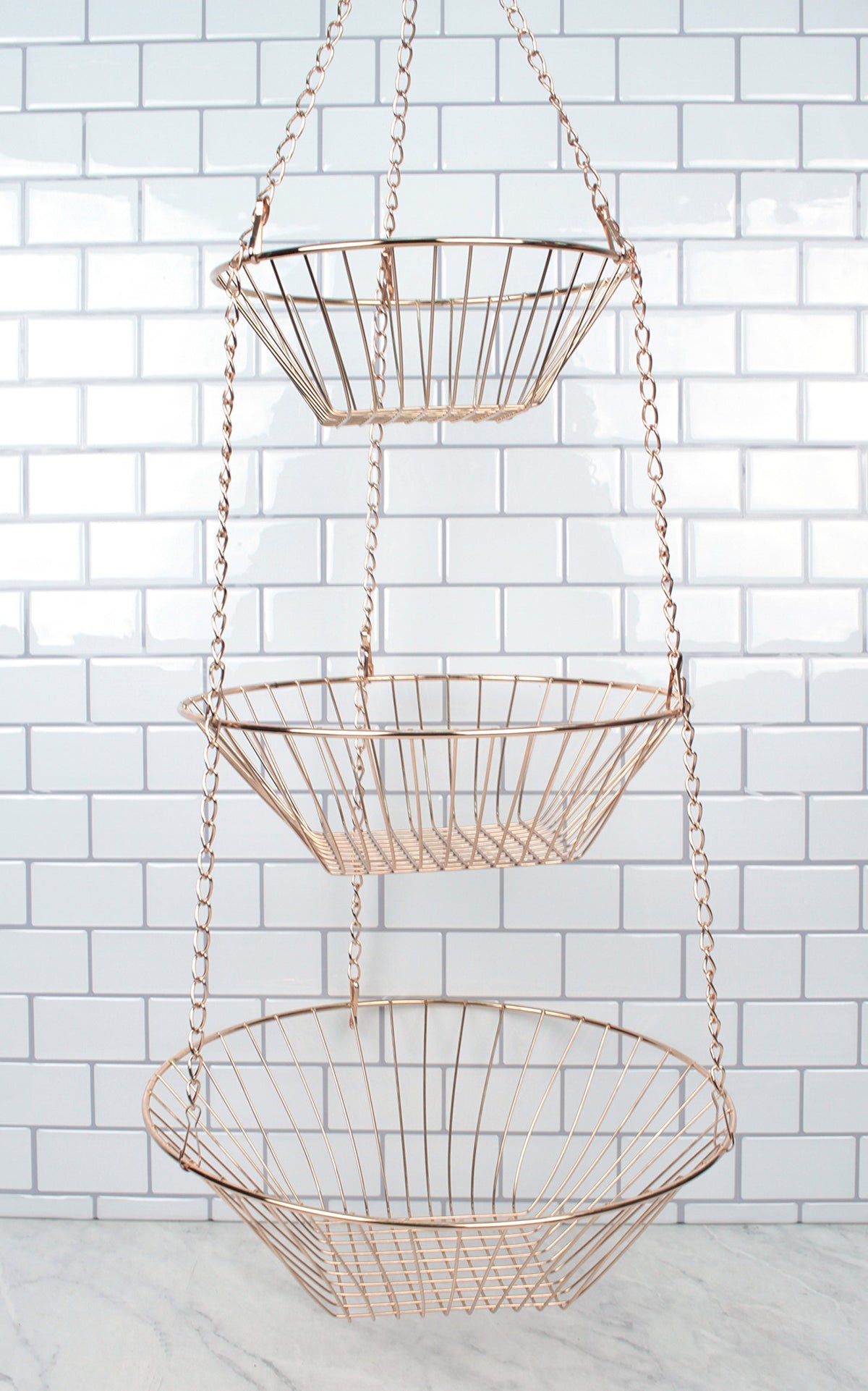 3-Tier Copper Wire Hanging Baskets X42562