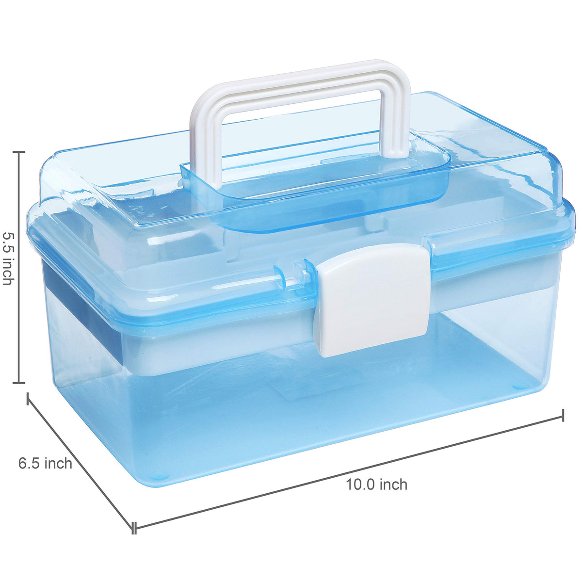 10 Inch Blue Plastic Storage Box with Removable Tray G58747