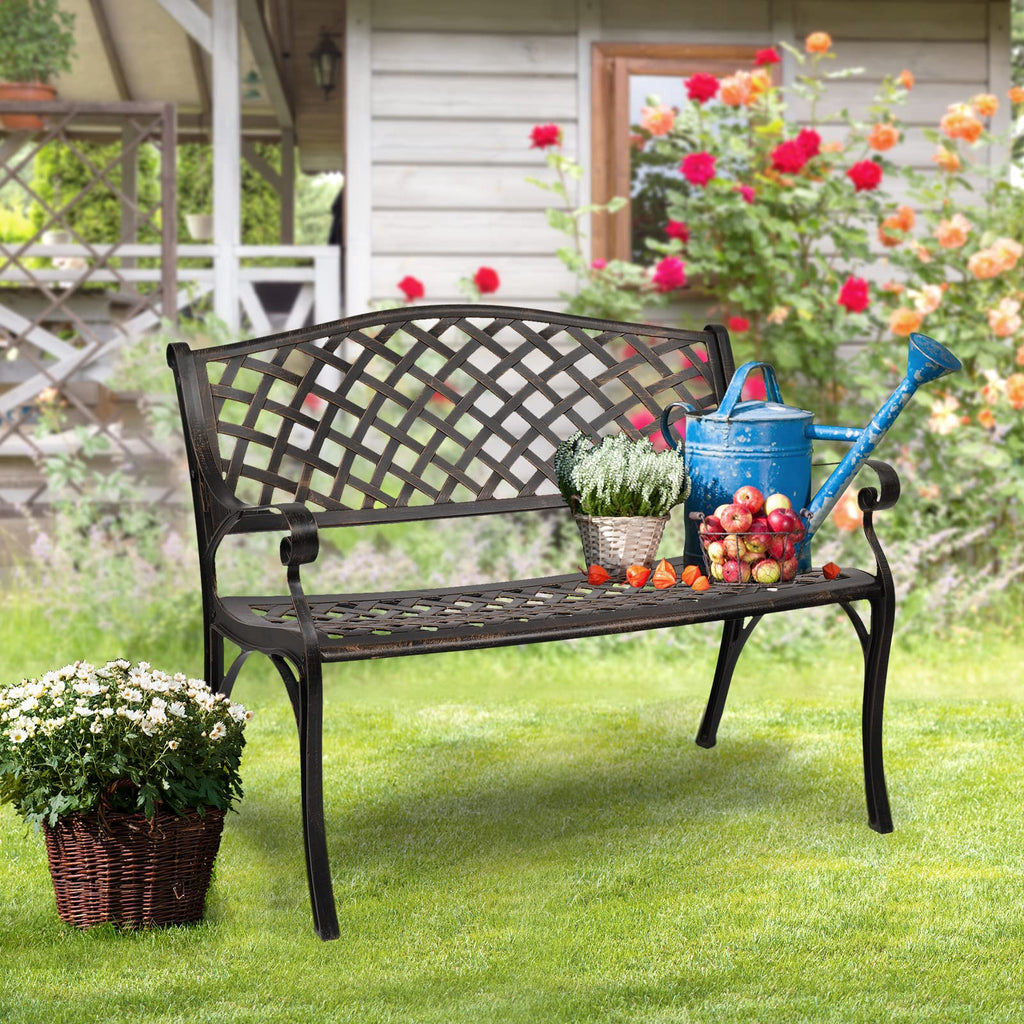 40.5" Anti-Rust Cast Aluminum Patio Garden Bench R940452