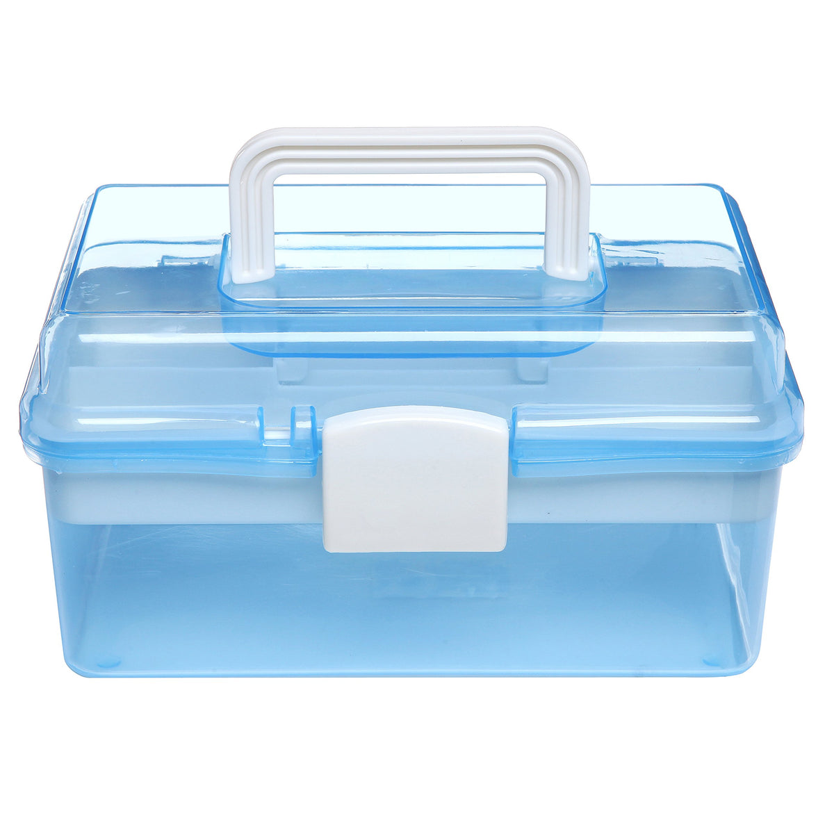 10 Inch Blue Plastic Storage Box with Removable Tray G58747