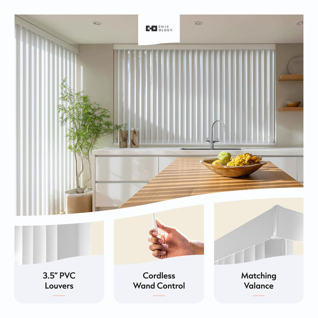 Vertical Blinds Oxford White Vinyl 78" W x 84" H S9018