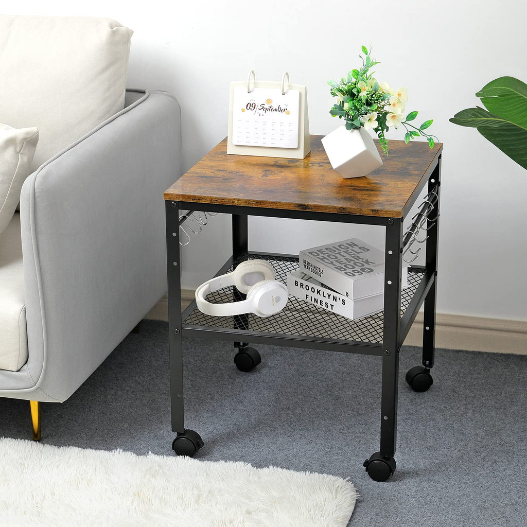 Rustic 2-Tier End Table with Adjustable Height Shelf G17399