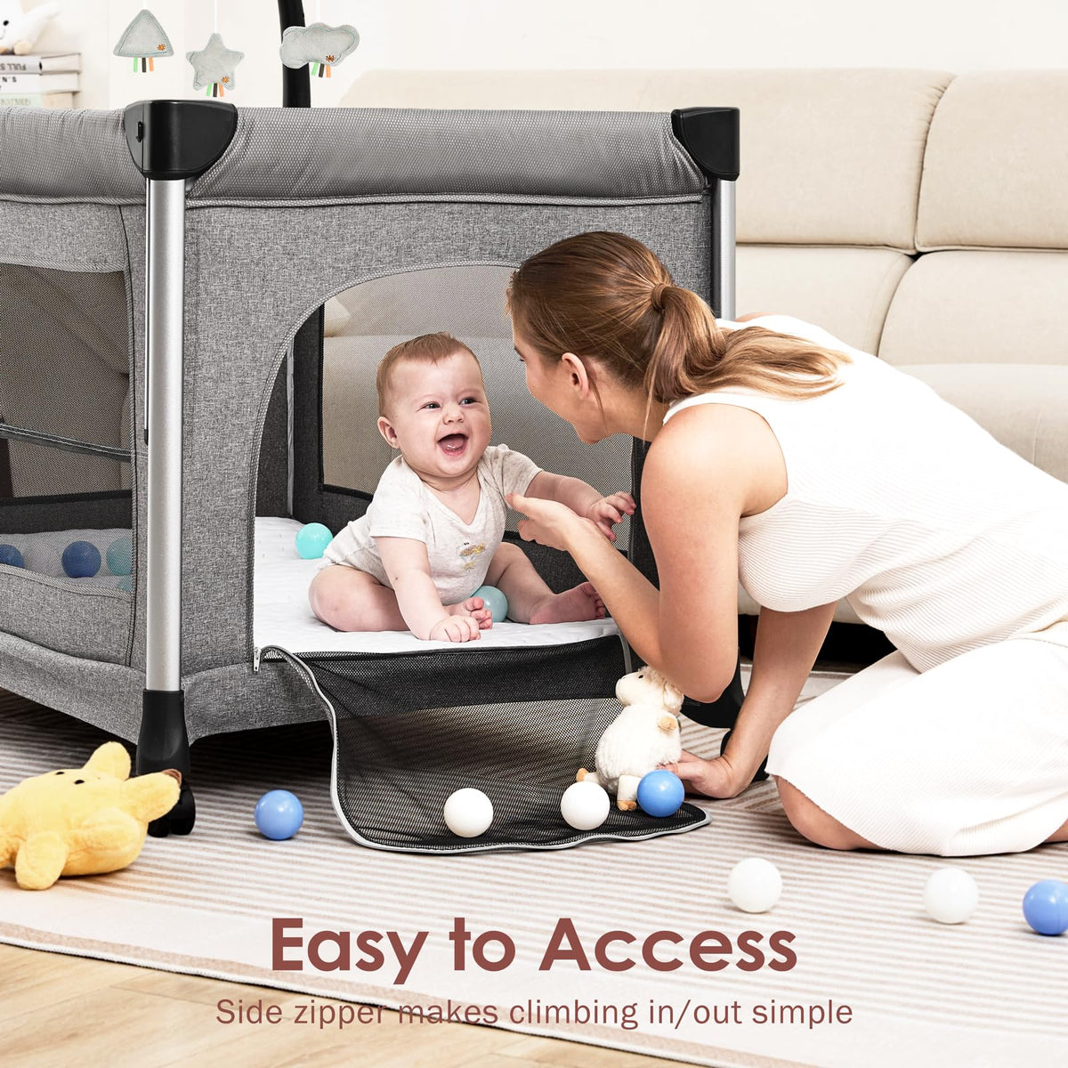 4-in-1 Baby Bassinet with Mattress and Storage Organizer T8170