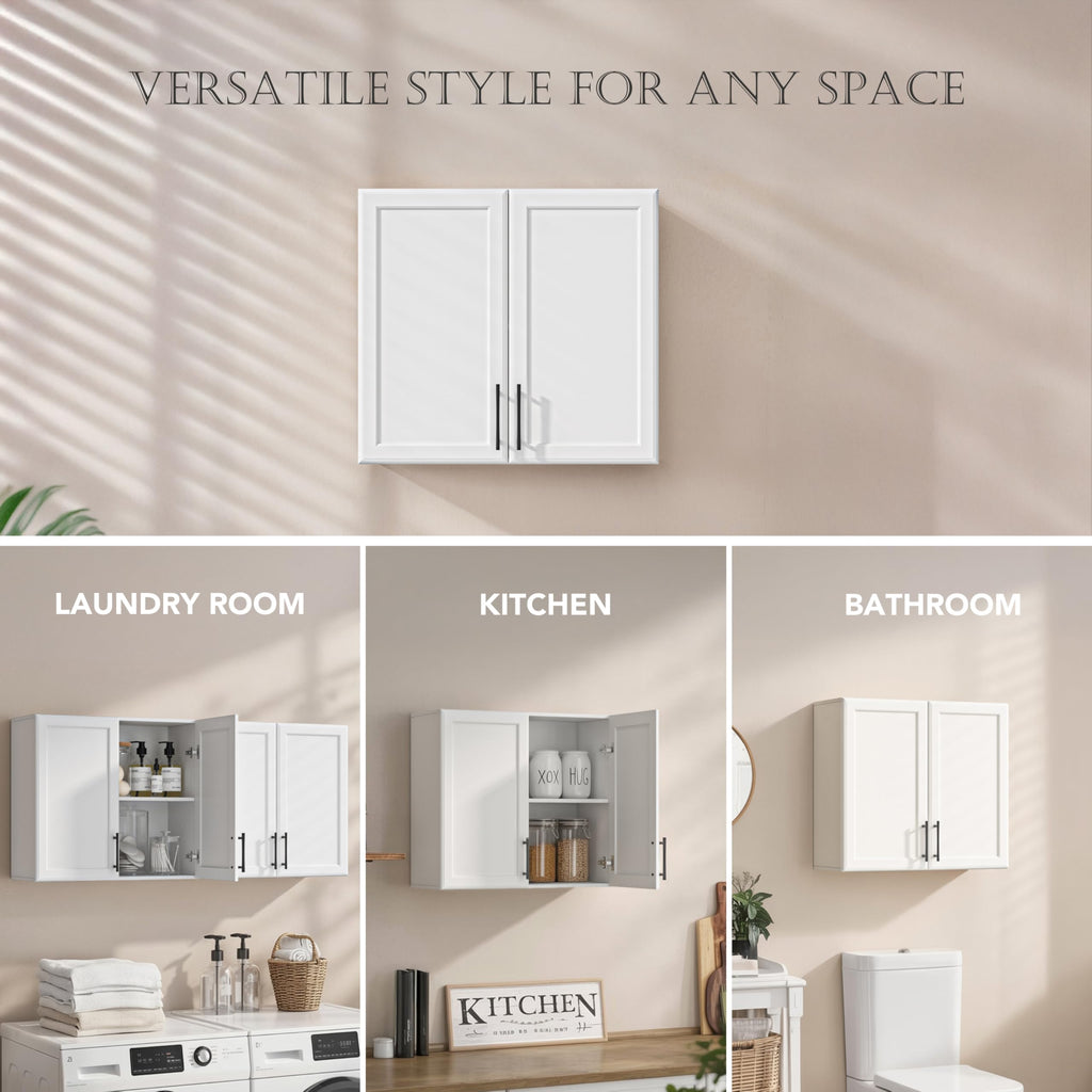 47.2" W Off White Wall Mounted Cabinet with Adjustable Shelf G368