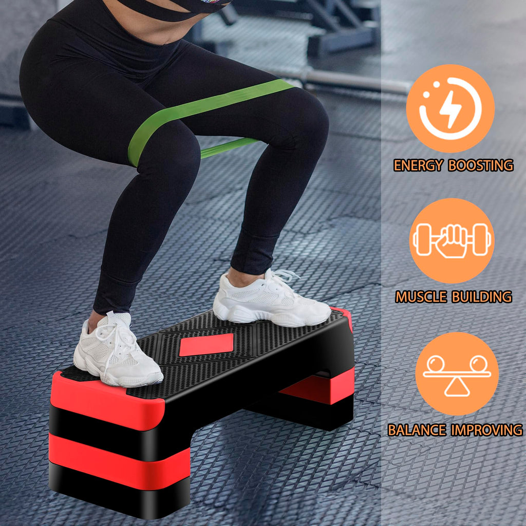 27'' Adjustable Non-Slip Aerobics Stepper with 4 Risers U937