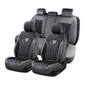 Leather Seat Covers Full Set 5 Seats Gray Black D31935