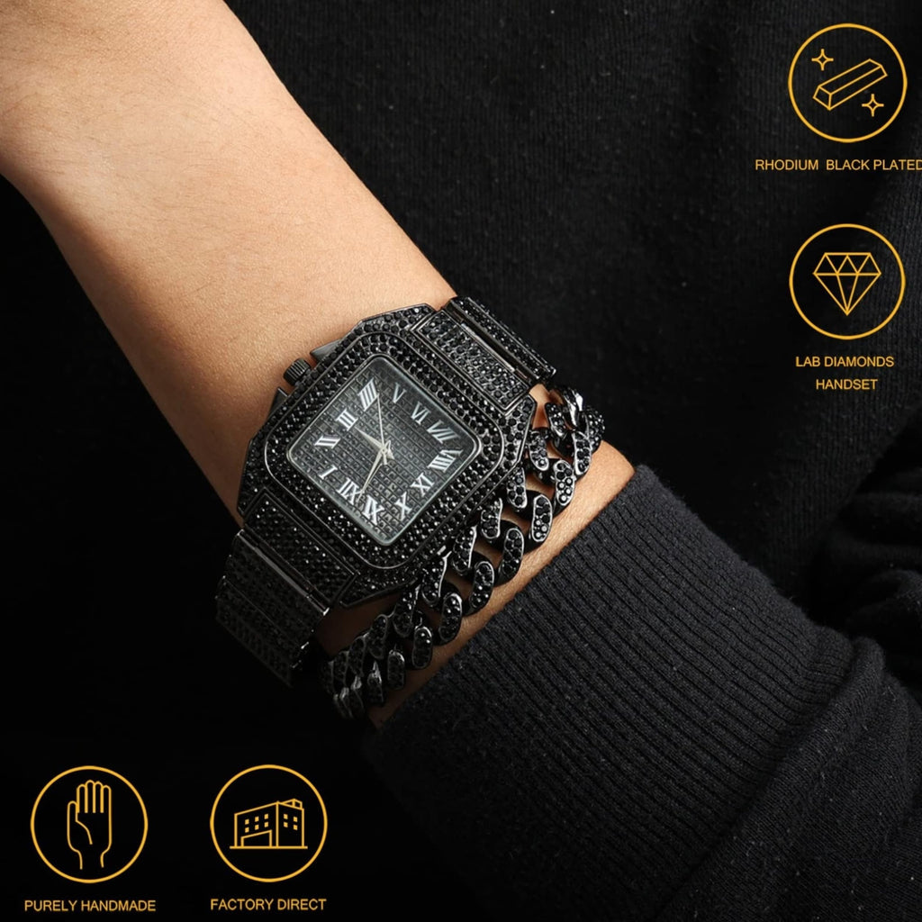 Men's Watch with Cuban Link Chain B364