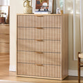 Fluted 5 Drawers Natural Wood Dresser F174240