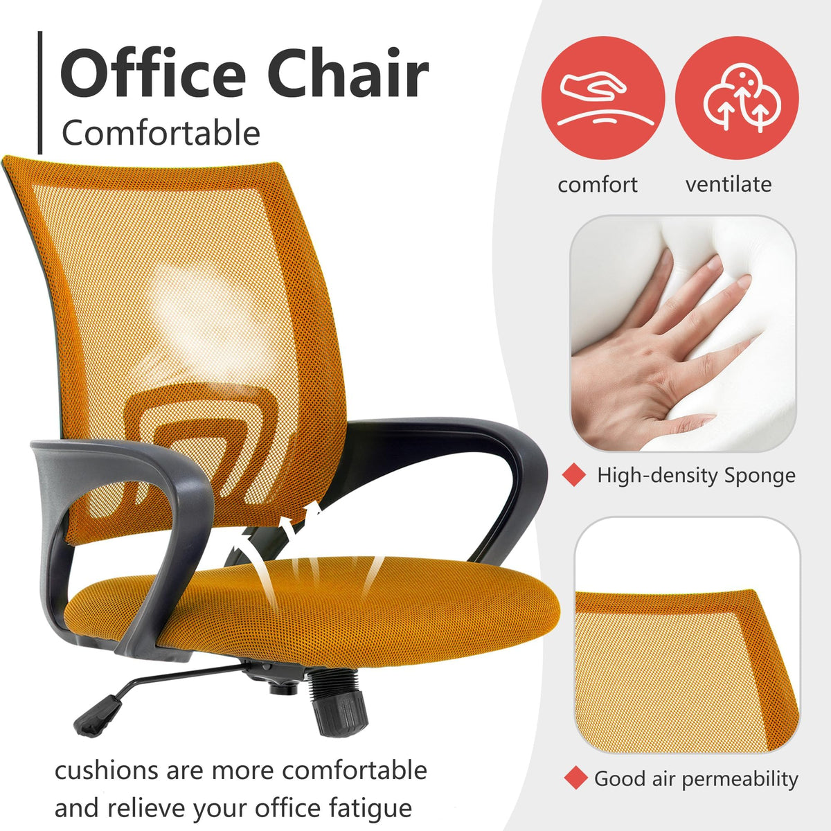 Orange Mesh Ergonomic Office Chair W9865