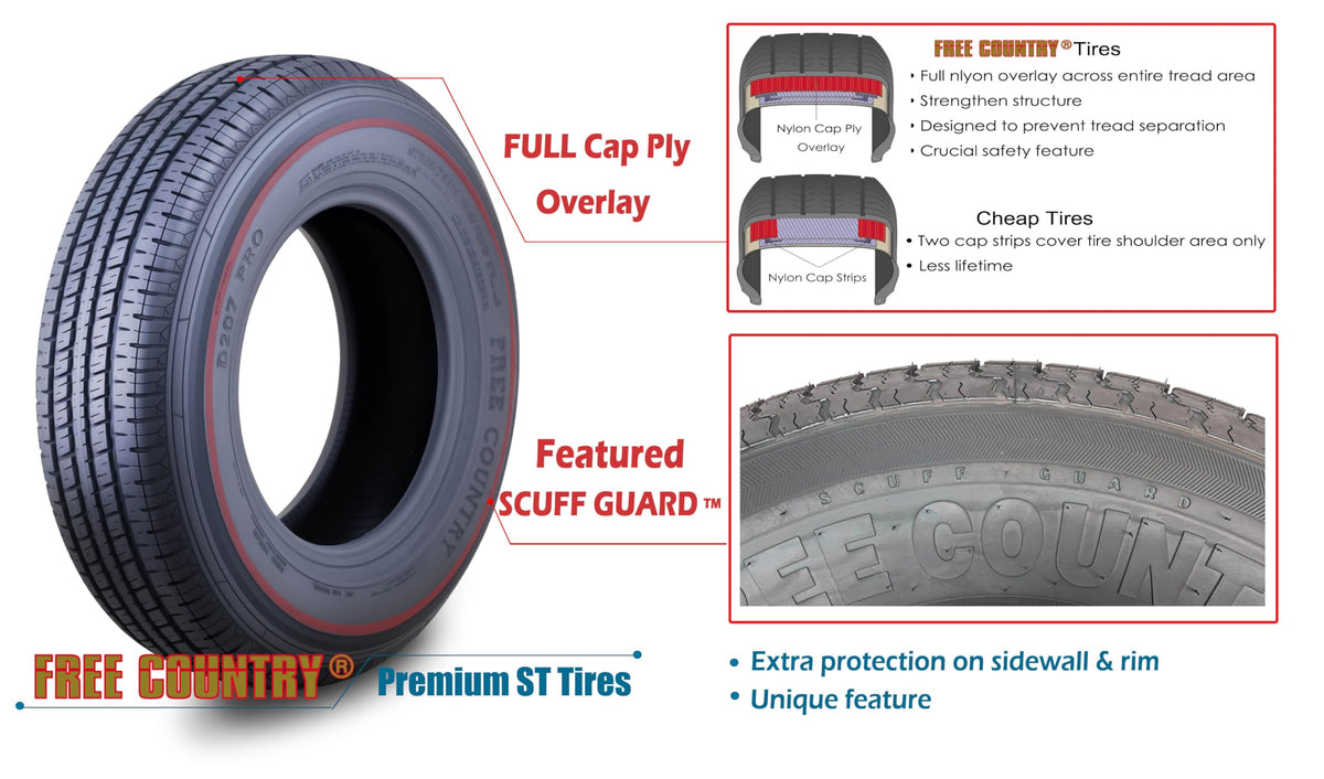 2 Premium Trailer Tires ST205/75R14 8PR LR D B753