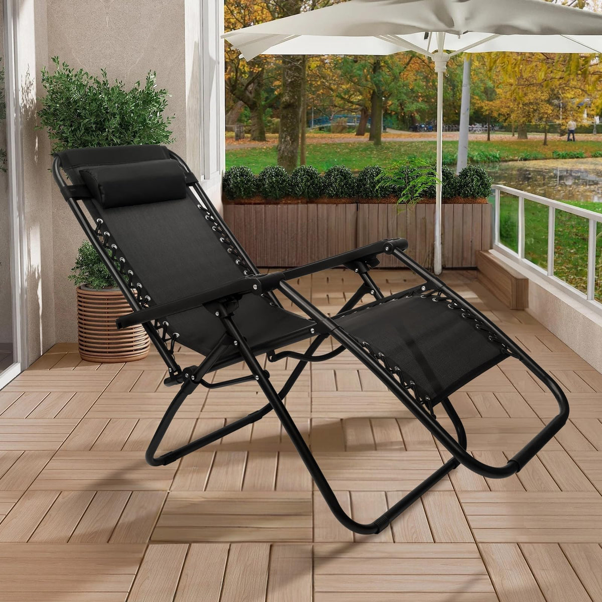 Set of 2 Adjustable Steel Mesh Zero Gravity Lounge Chair Recliners U1519
