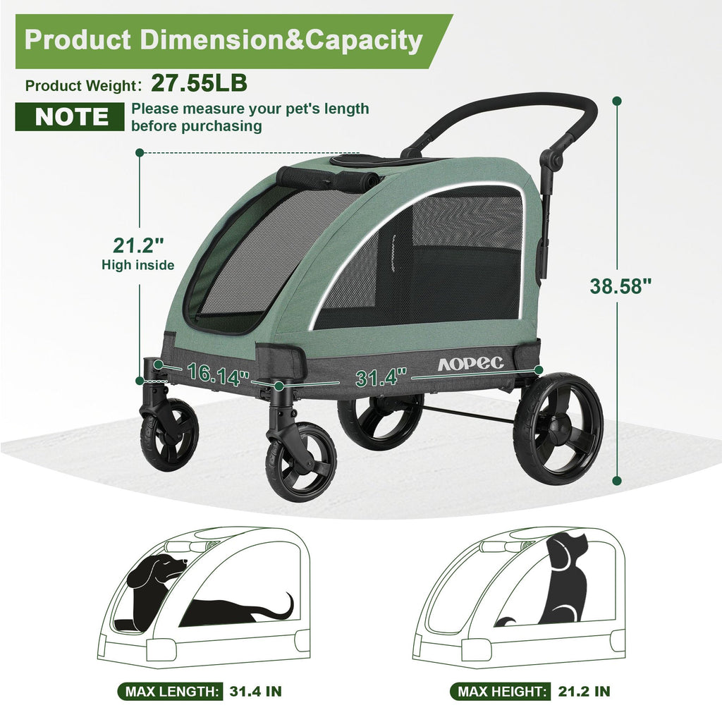 Green Dog Stroller 160 lbs Capacity S735