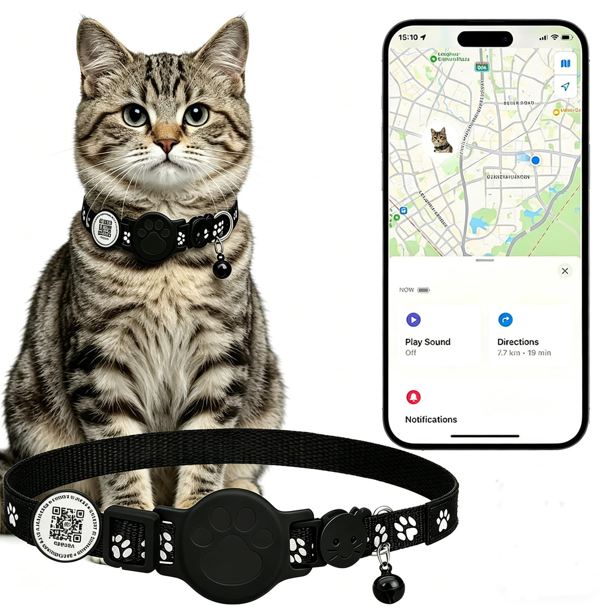 Waterproof QR Code GPS Cat Collar H4066