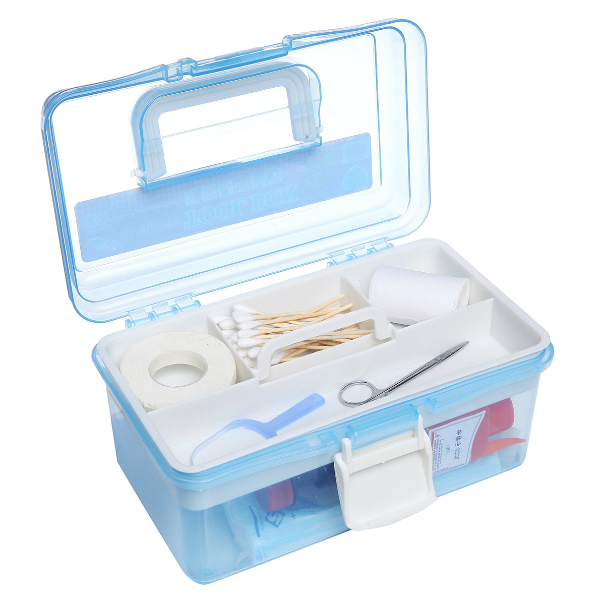 10 Inch Blue Plastic Storage Box with Removable Tray G58747