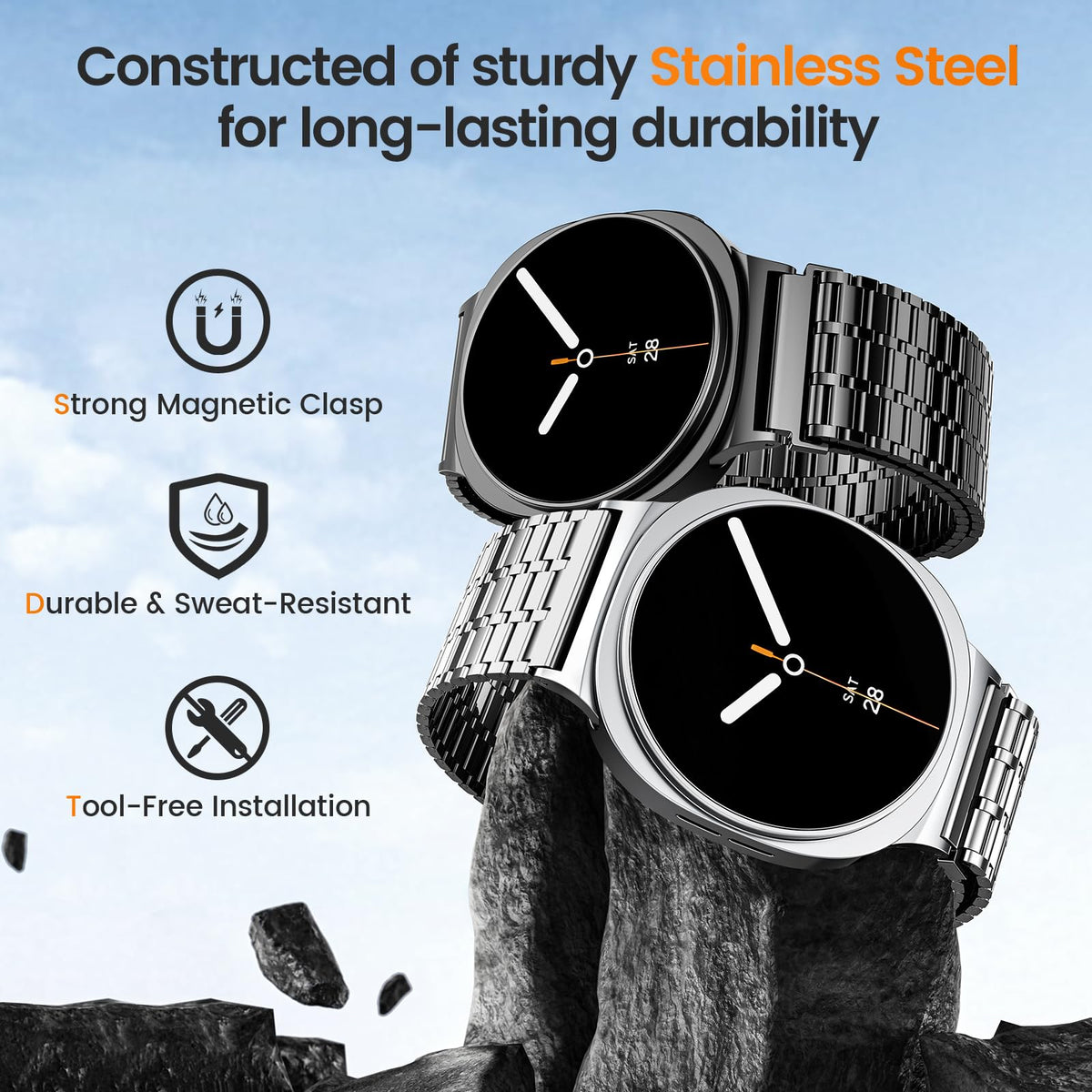 Magnetic Metal Band for Galaxy Watch 9 8 40mm 44mm/8 Classic 46mm Q976