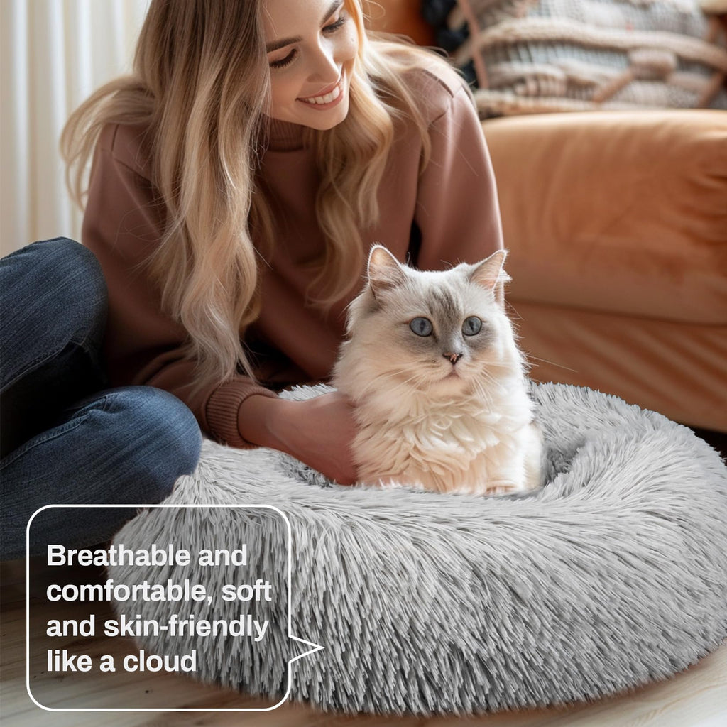 Small Washable Plush Donut Cat Bed Q3744