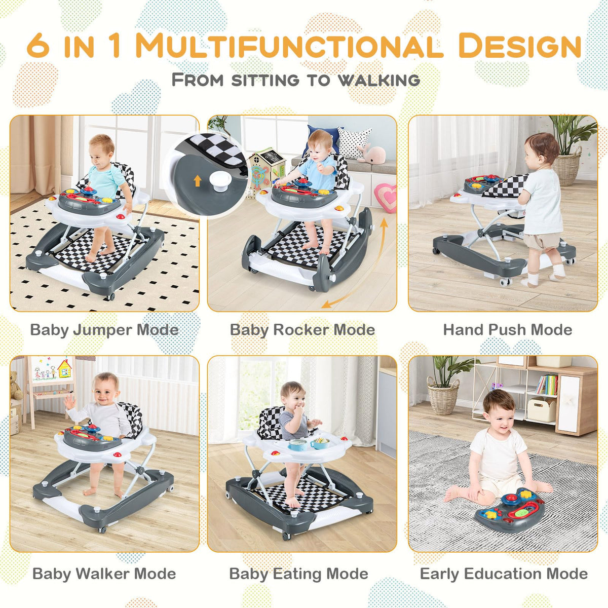 Foldable Adjustable Baby Walker with Wheels V667