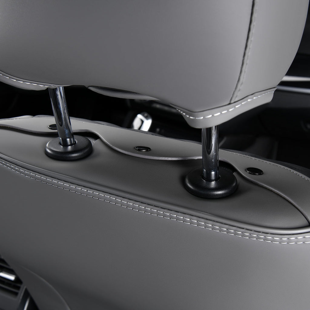 Leather Seat Covers Full Set 5 Seats Gray Black D31935
