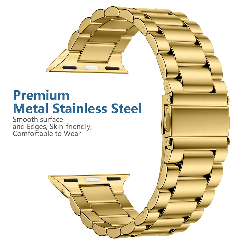 Compatible with Apple Watch Band Stainless Steel Metal Band with 2 Pack Protective Cover Case X208585