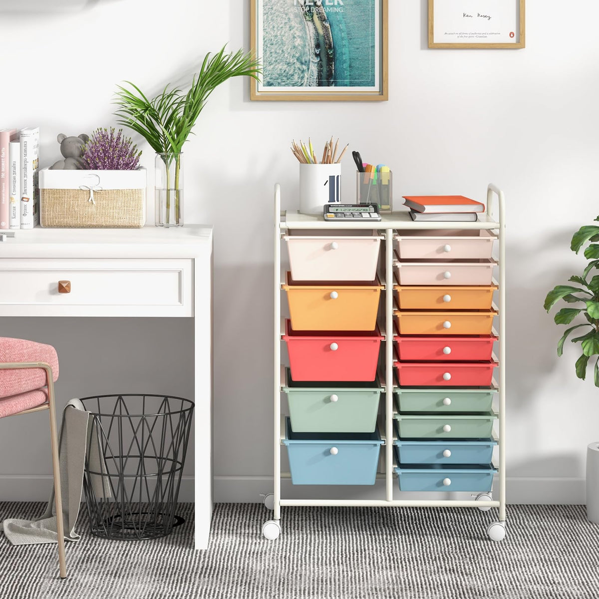 15 Drawer Rolling Storage Cart with Wheels F16585