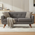 65" Grey Button Tufted Upholstered Loveseat Sofa Q327