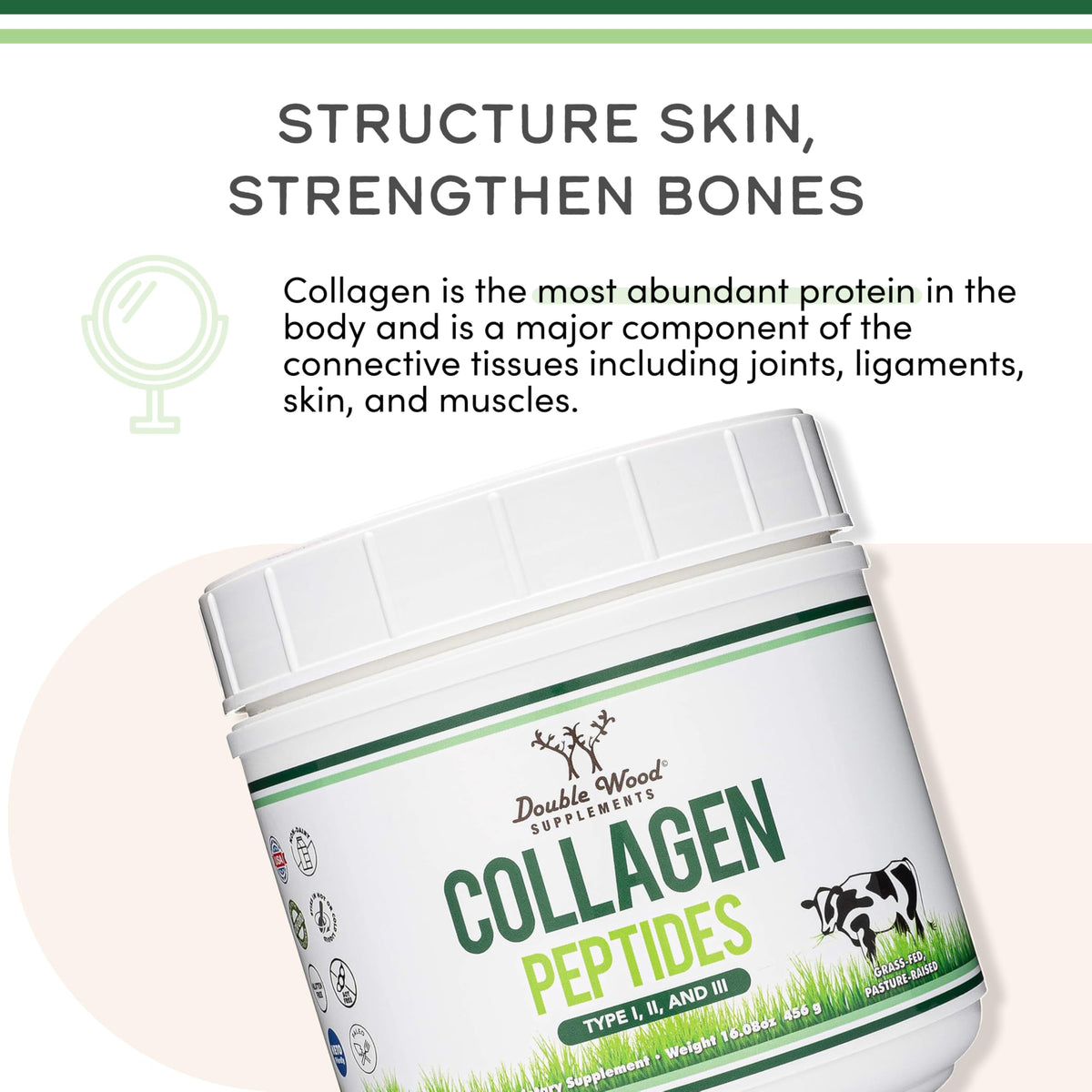 Collagen Peptides Powder Type I II III 16 oz A3354