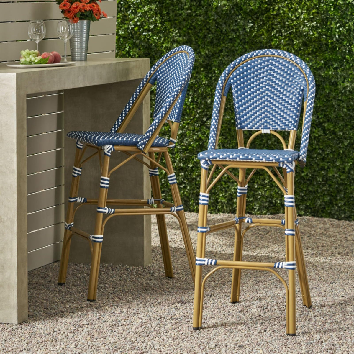 Set of 2 PE Rattan Weave Bar Stools E285838