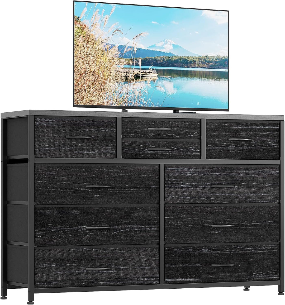 10 Drawer Fabric Dresser with Wood Top F957979