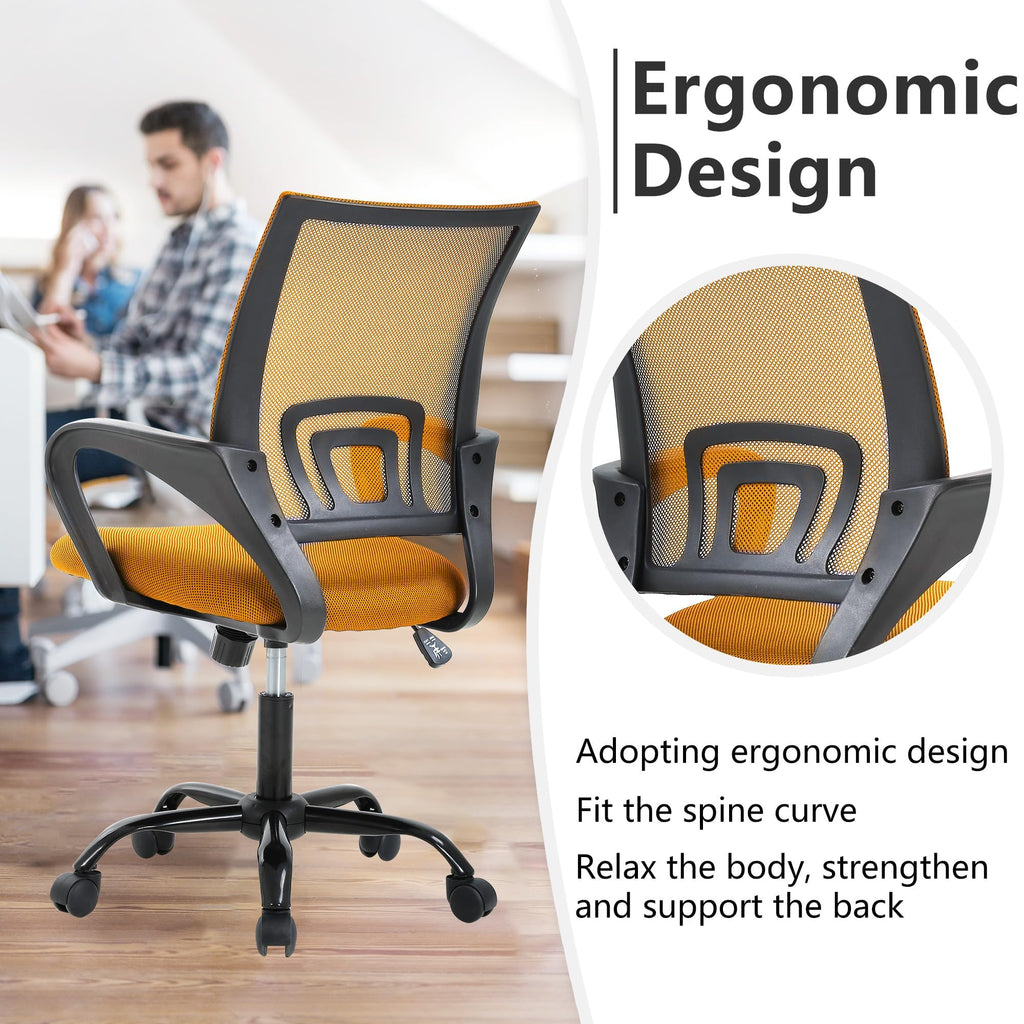 Orange Mesh Ergonomic Office Chair W9865