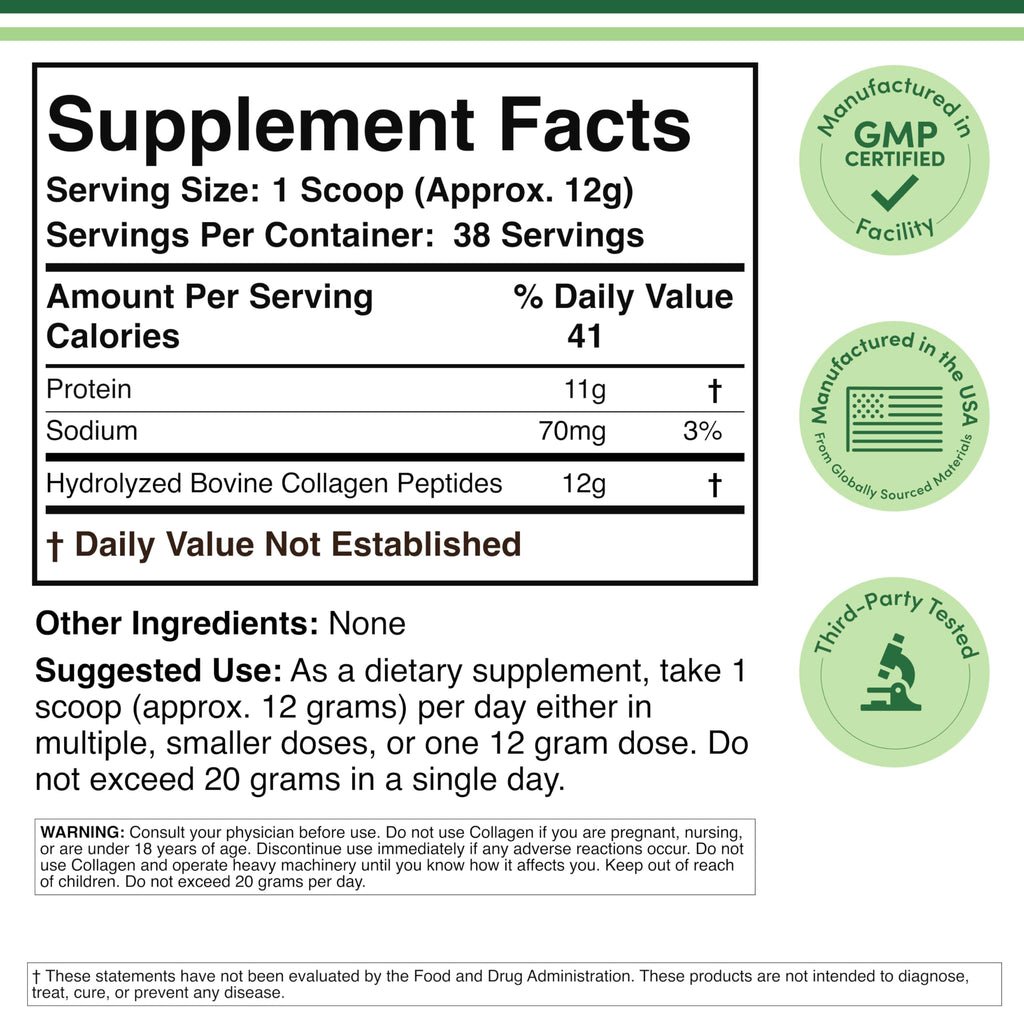 Collagen Peptides Powder Type I II III 16 oz A3354