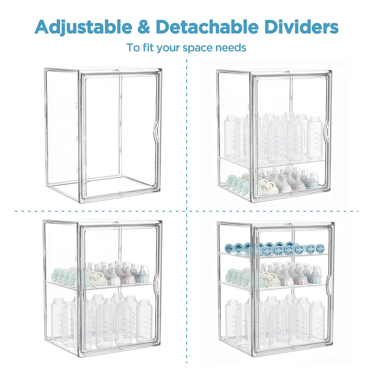 3 Tiers Adjustable Clear Acrylic Baby Bottle Storage Organizer R952