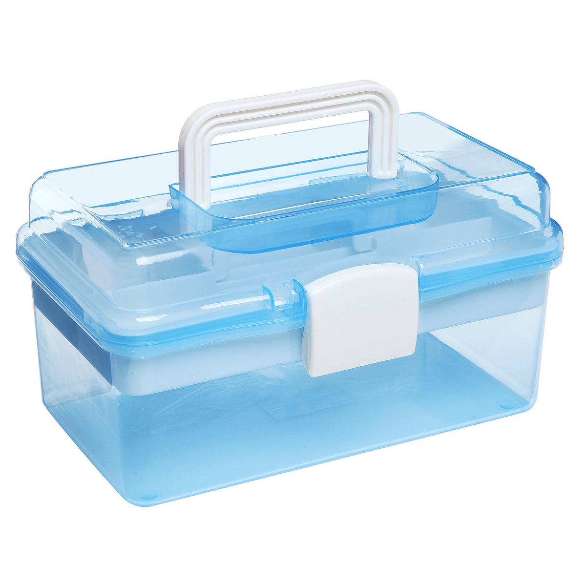 10 Inch Blue Plastic Storage Box with Removable Tray G58747