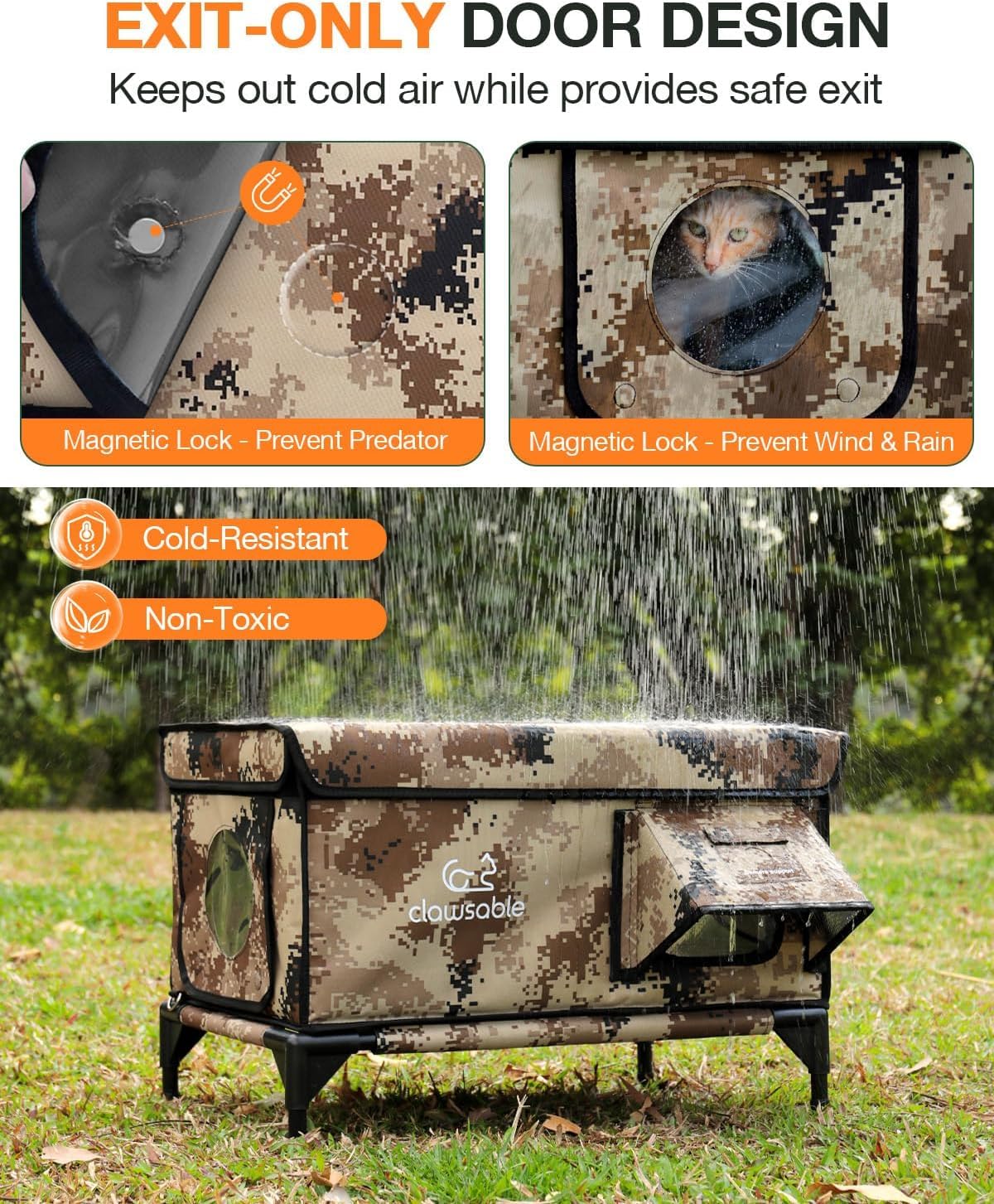 Heated Insulated Outdoor Cat Shelter with Escape Door H29641