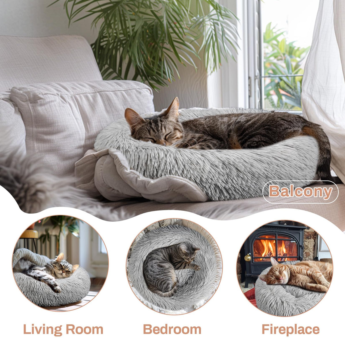 Small Washable Plush Donut Cat Bed Q3744
