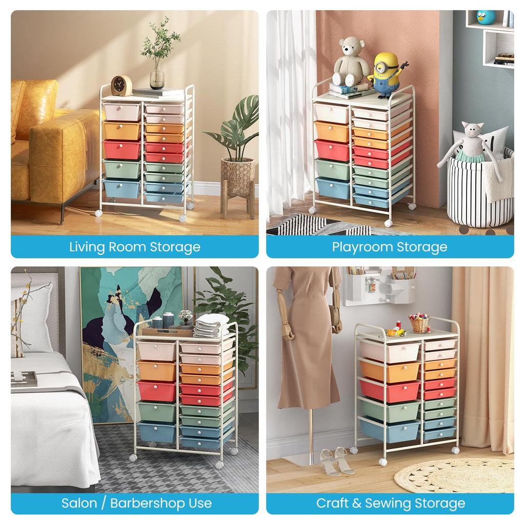 15 Drawer Rolling Storage Cart with Wheels F16585