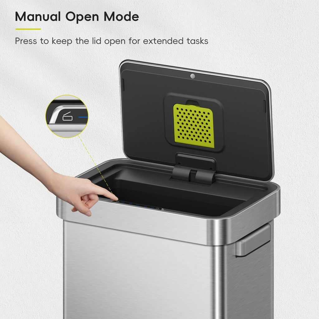 50 Liter Touchless Rectangular Motion Sensor Trash Can, Matte Stainless Steel W7612