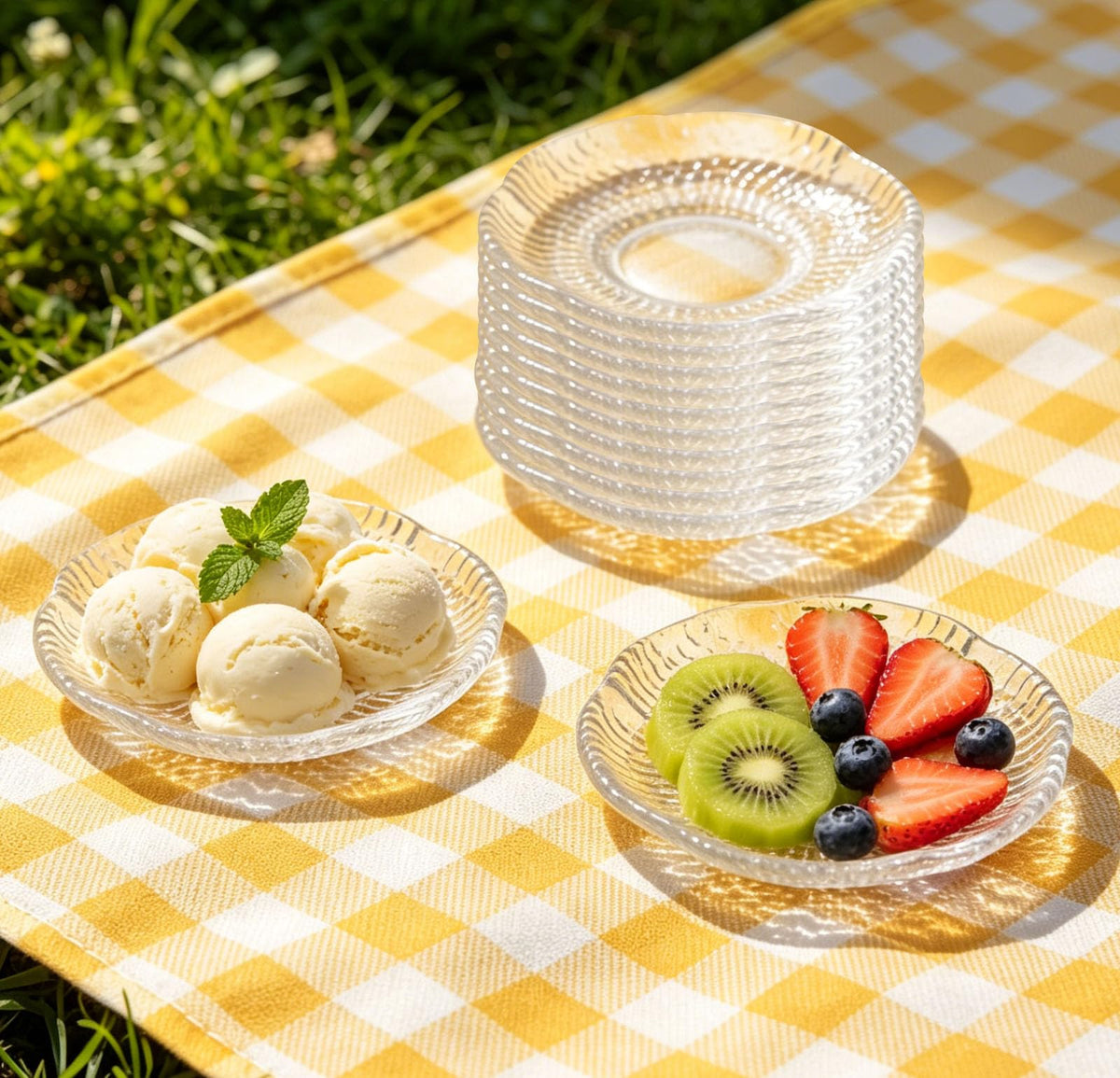 12 Pack 4.7 Inch Clear Glass Dessert Plates B984