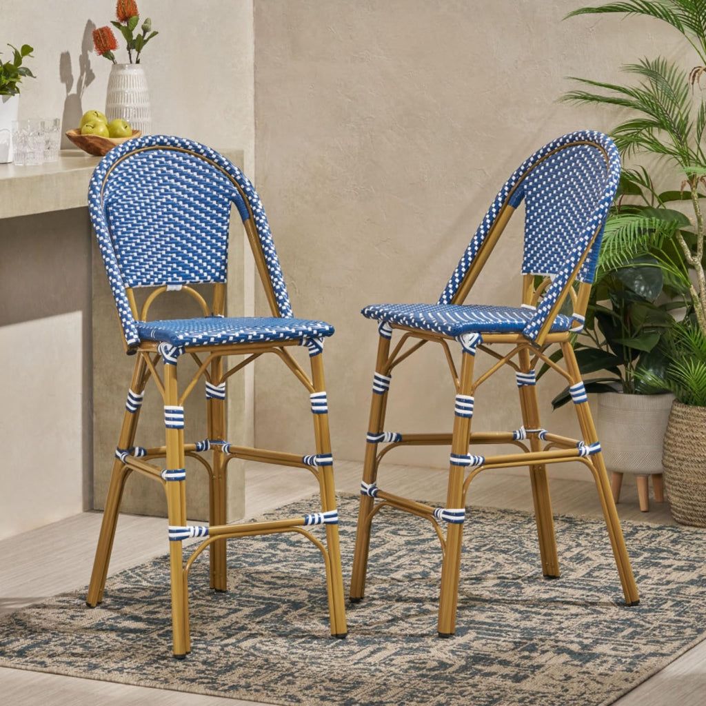 Set of 2 PE Rattan Weave Bar Stools E285838