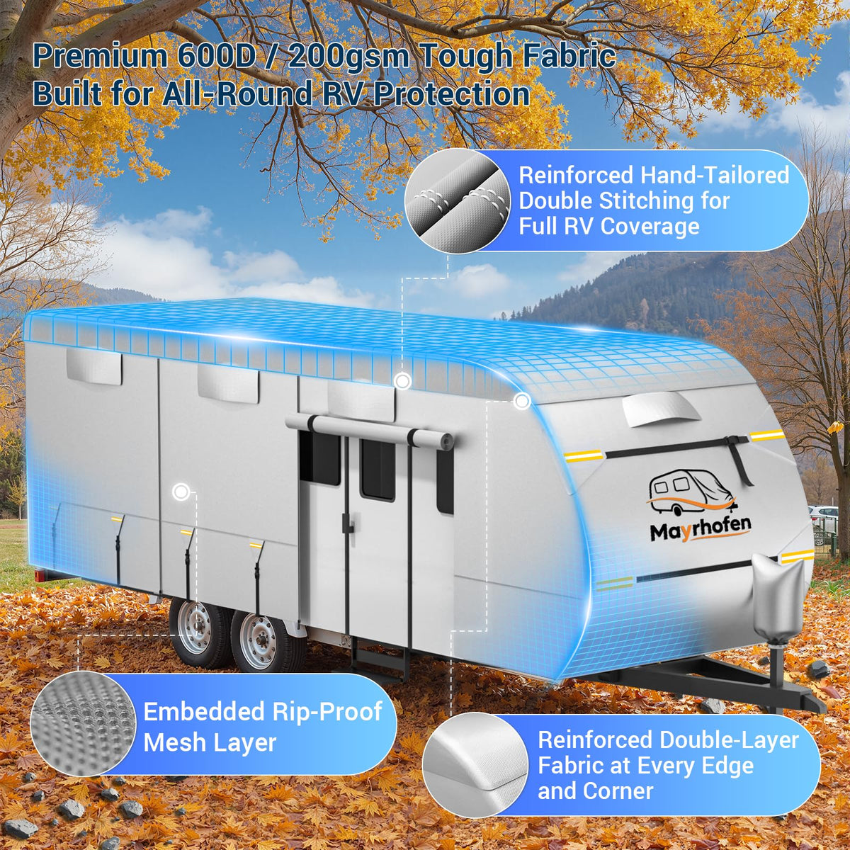600D Oxford Fabric 30-33ft Travel Trailer Cover W904