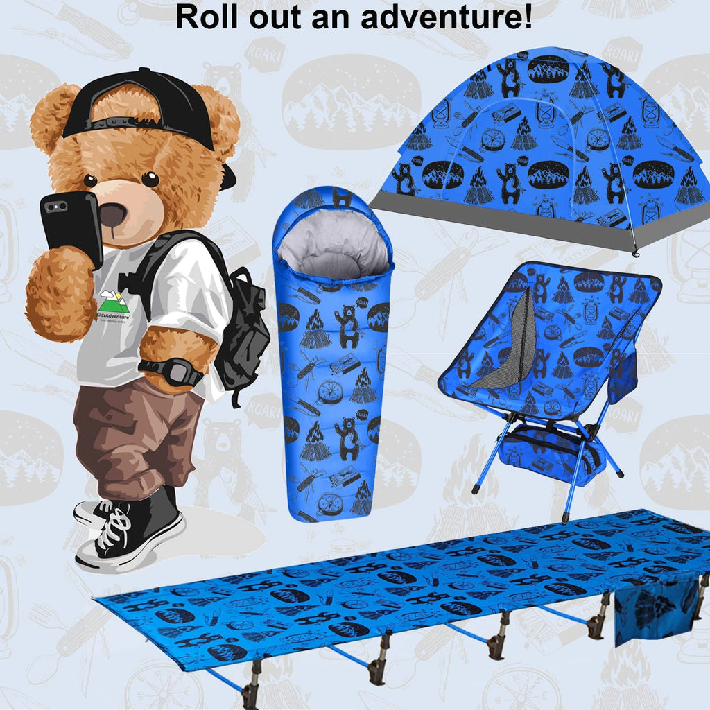 Blue Portable Folding Kids Camping Cot W374