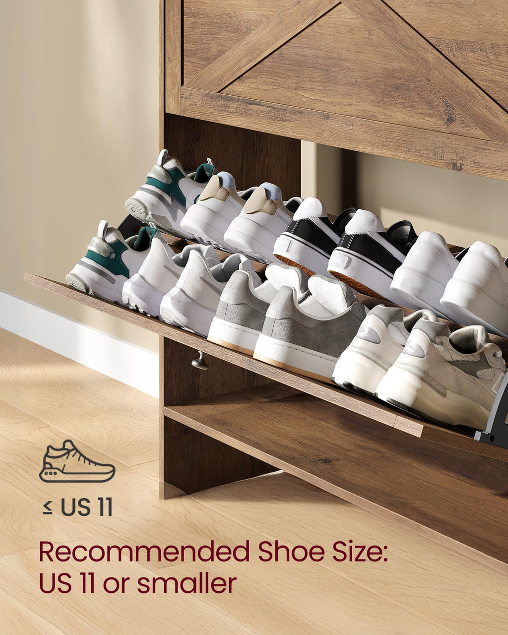 Narrow Shoe Storage Cabinet with 2 Flip Drawers C9966