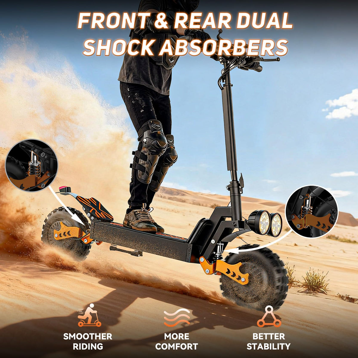 2400W Dual Motor 70 Miles Range 30MPH Foldable Off Road Electric Scooter Q1312
