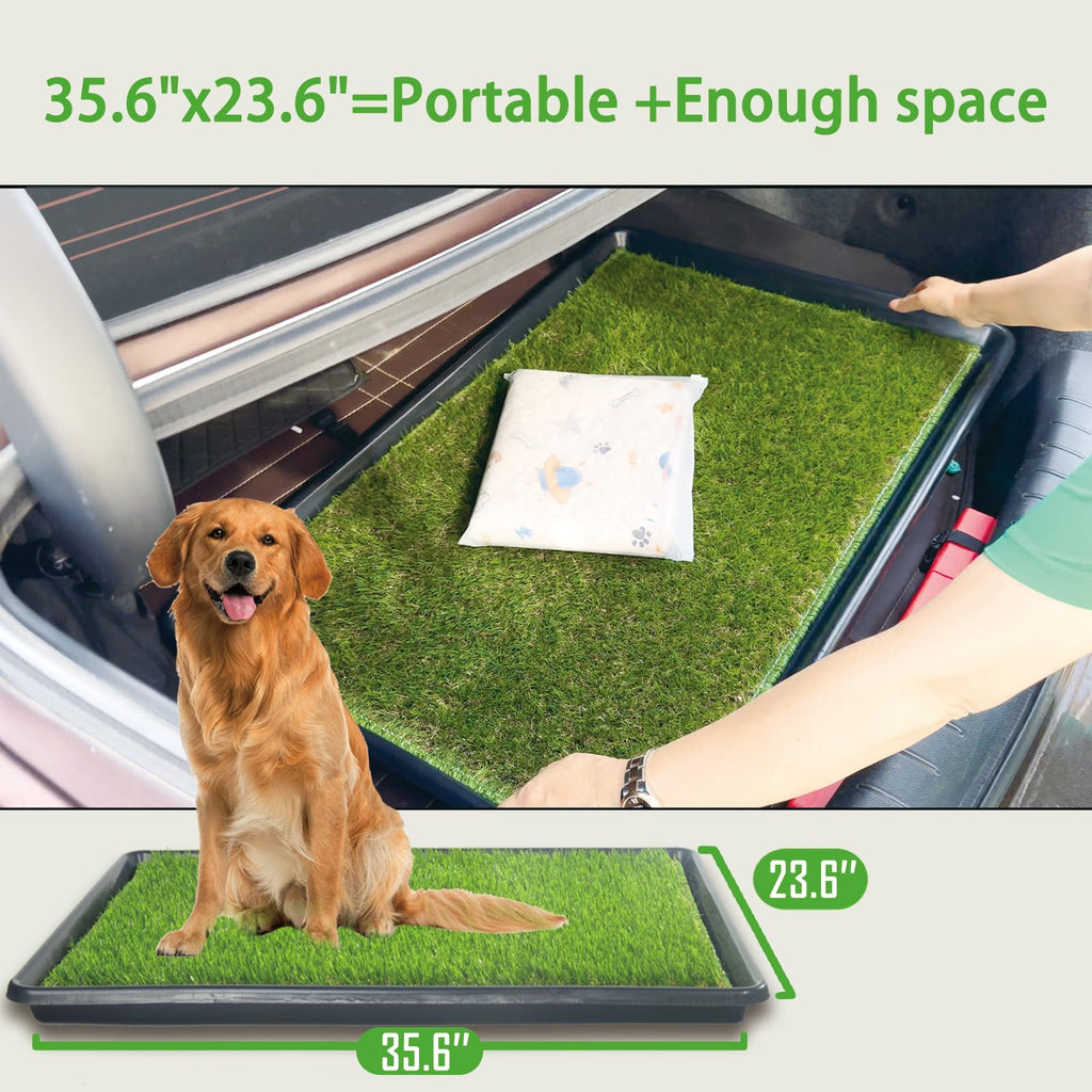 Reusable Dog Loo System with Artificial Grass Turf, Tray, 35x23in X39612