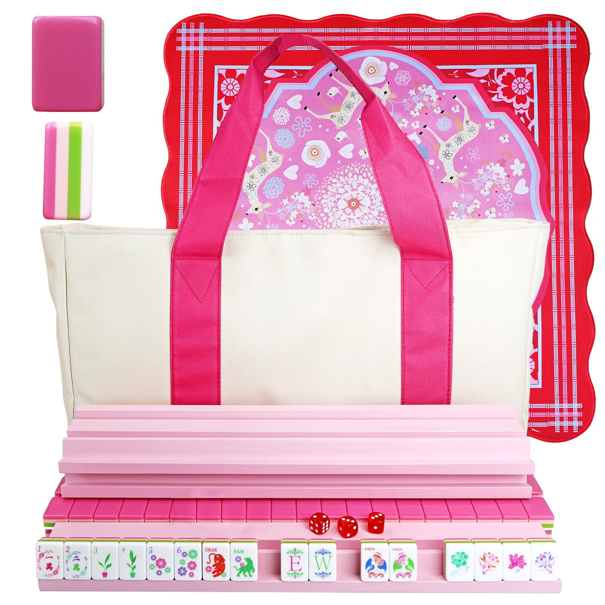 Acrylic 160 Tiles Mahjong Game Set with Carrying Bag T835