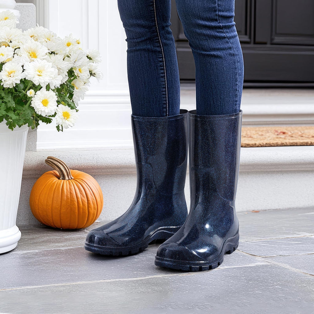 Women's Mid Calf Waterproof Rubber Rain Boots G3340