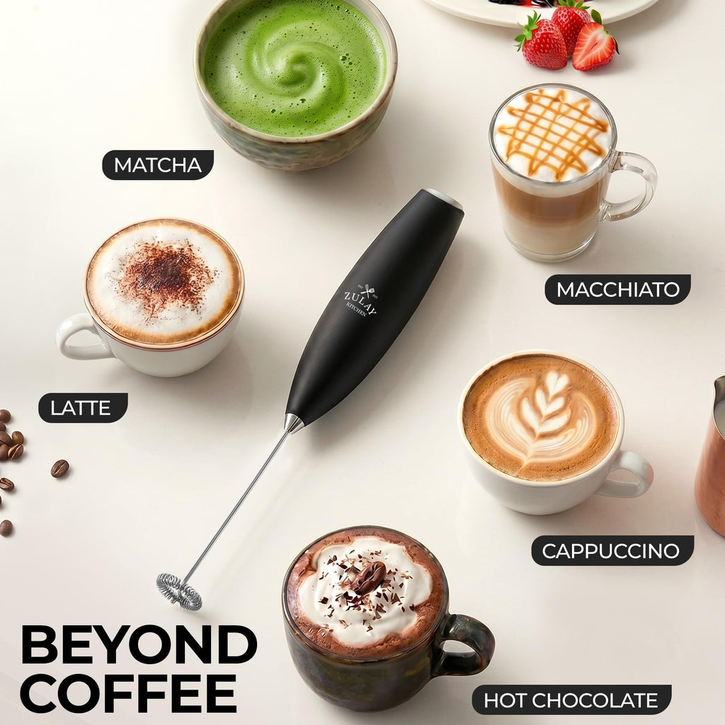Black Handheld Electric Milk Frother N62534