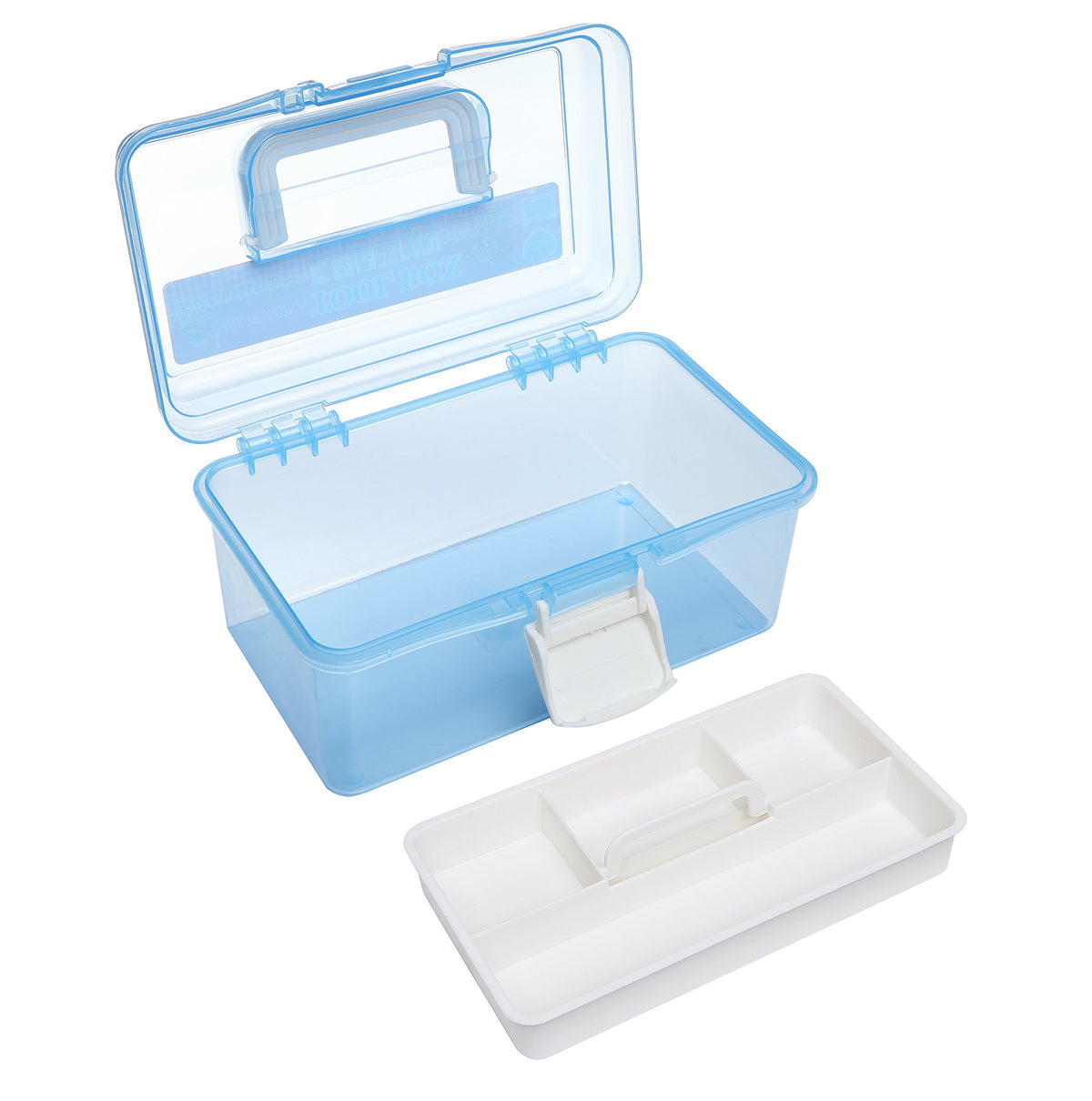 10 Inch Blue Plastic Storage Box with Removable Tray G58747