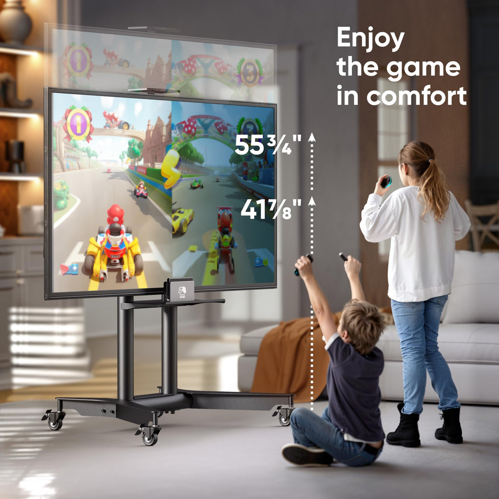 Mobile TV Stand on Wheels 32-75 Inch Black W370284