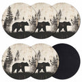 Black Beige Bear Absorbent Coasters Set of 6 C88602
