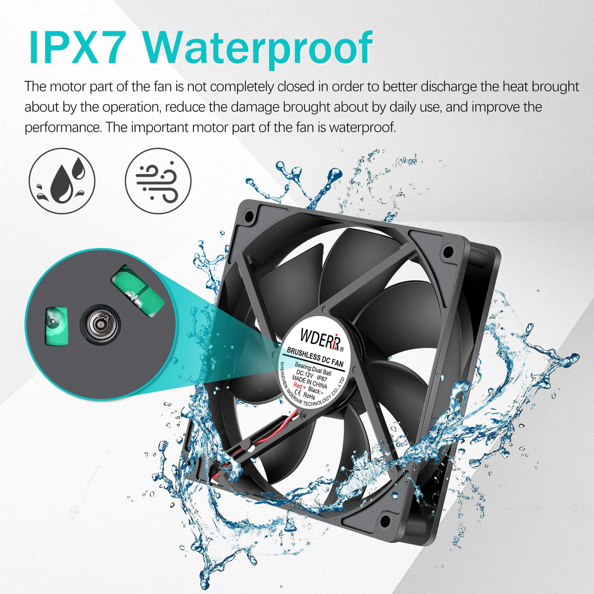120mm x 25mm IP67 Waterproof Cooling Fan F8703